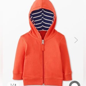 BRAND NEW Hanna Andersson baby French Terry hoodie in Persimmon! Size 12-18 mo.